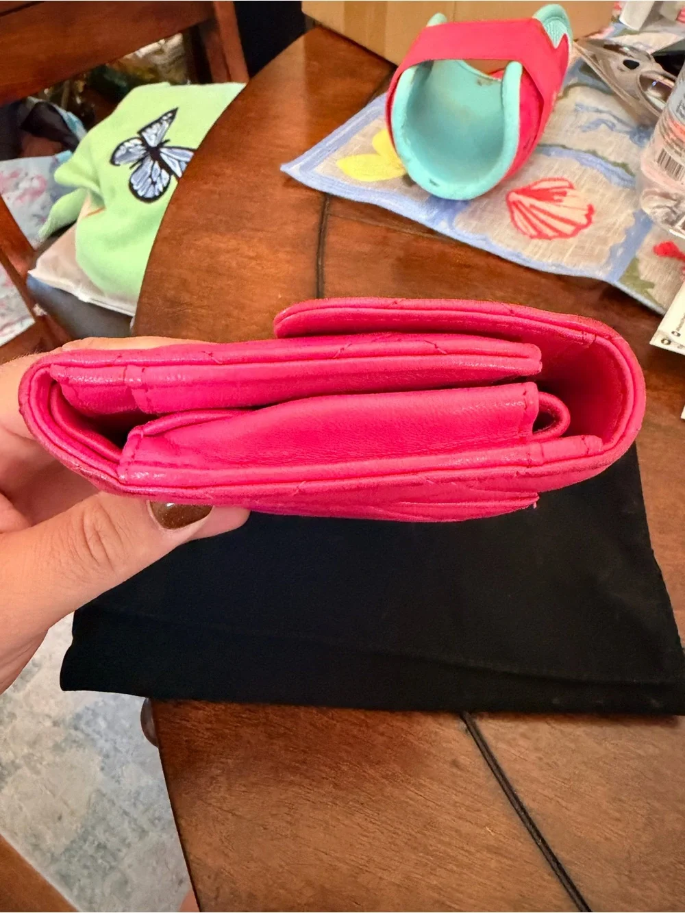 CHANEL Quilted Wallet in Fuchsia Pink with CC Logo